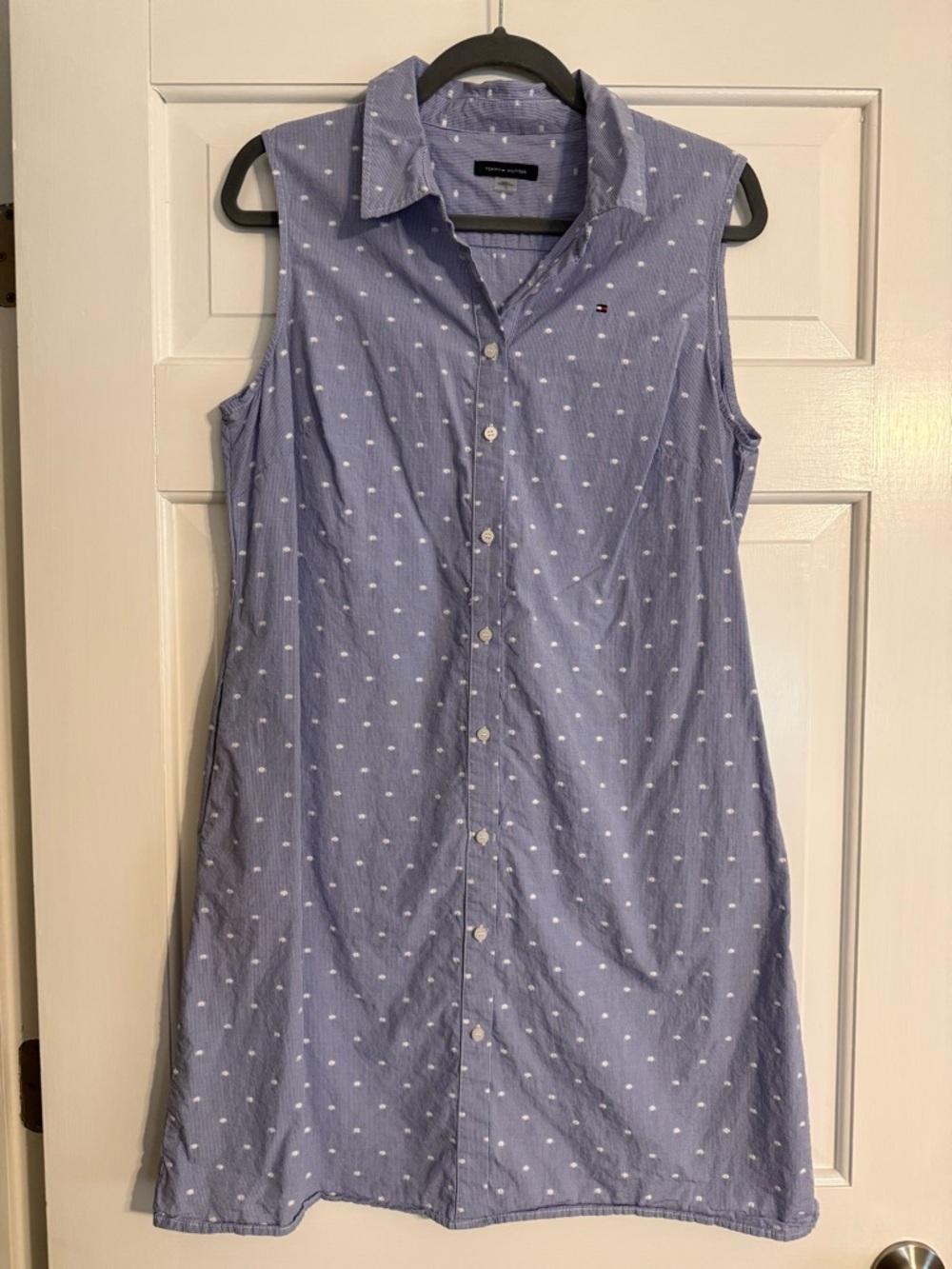 Tommy Hilfiger Light Blue and White Gingham Dot Shirt